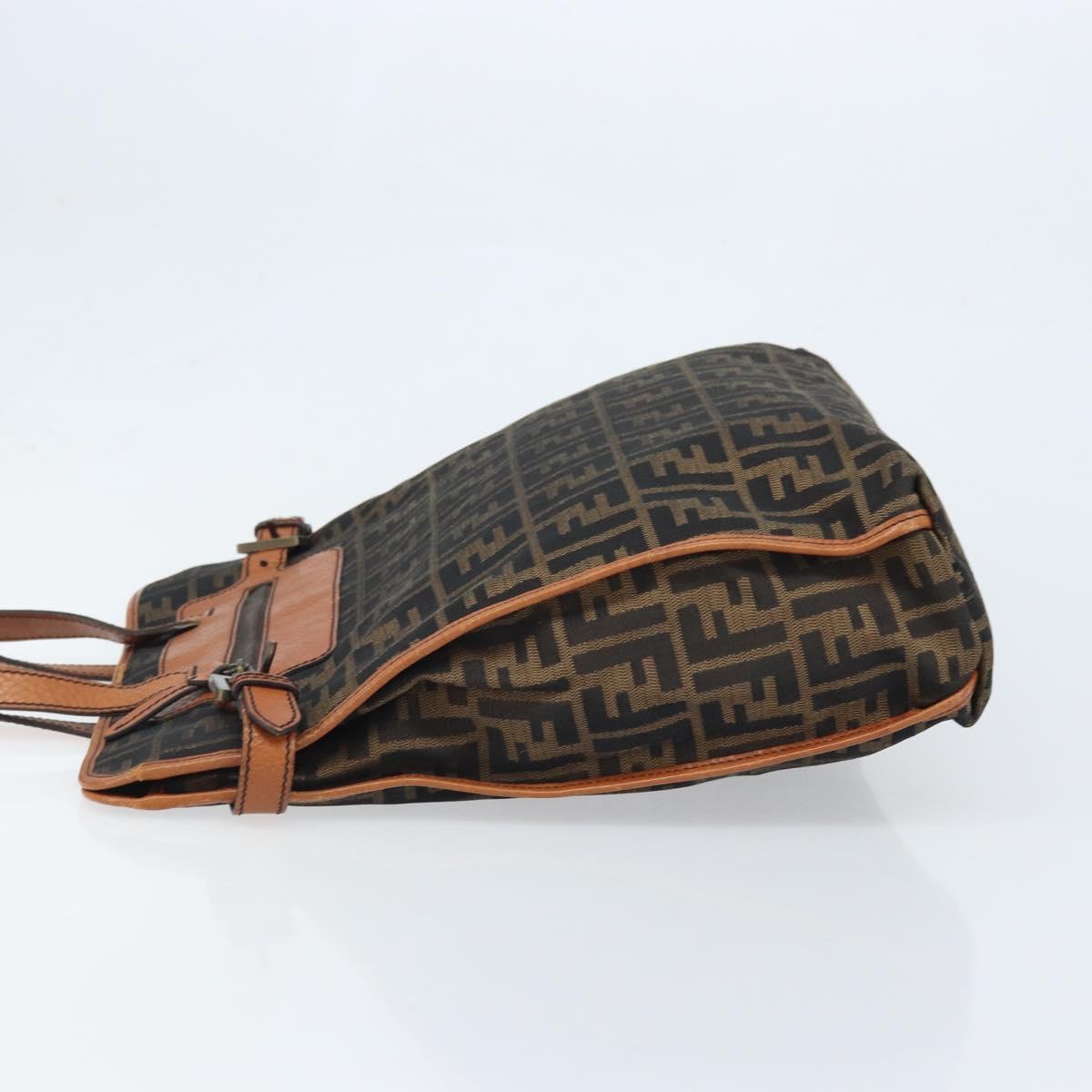 FENDI Zucca Canvas Tote Bag Black Brown Auth BSZ547A