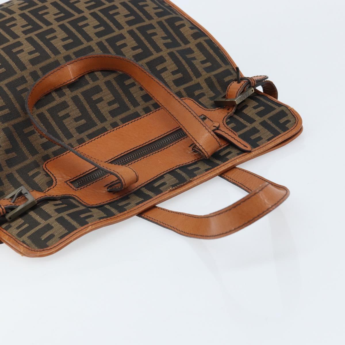 FENDI Zucca Canvas Tote Bag Black Brown Auth BSZ547A
