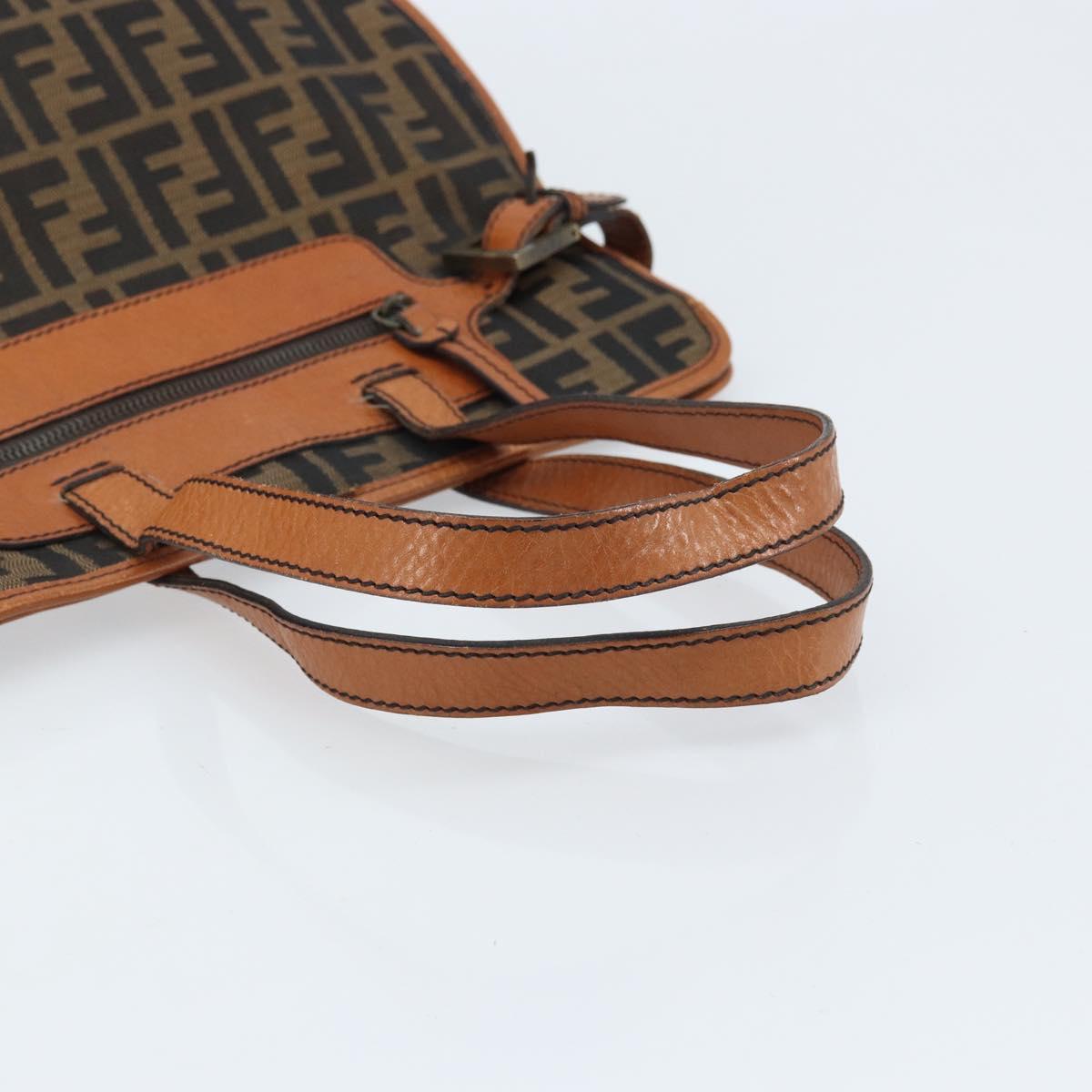 FENDI Zucca Canvas Tote Bag Black Brown Auth BSZ547A