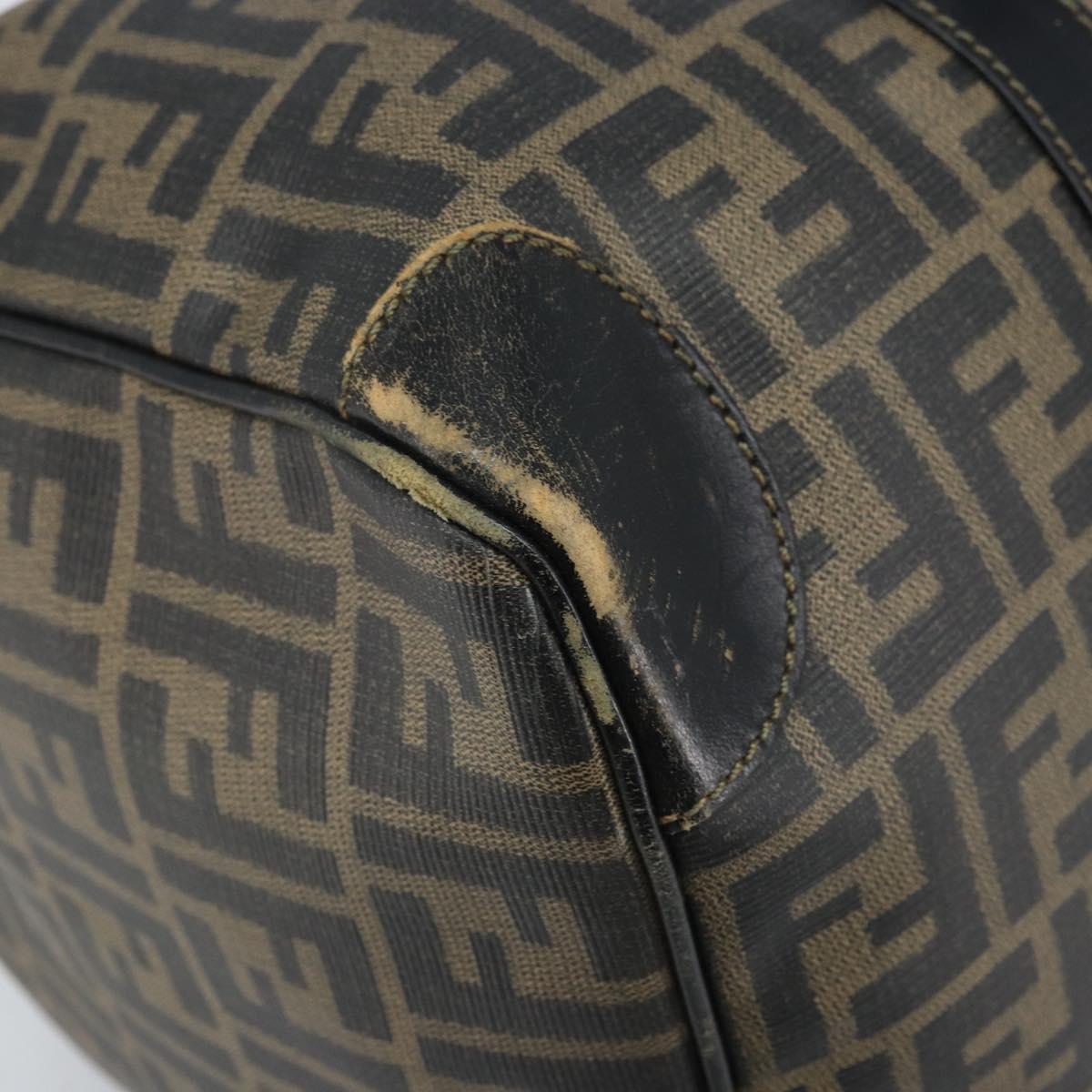 FENDI Zucca Canvas Boston Bag PVC Black Brown Auth BSZ549