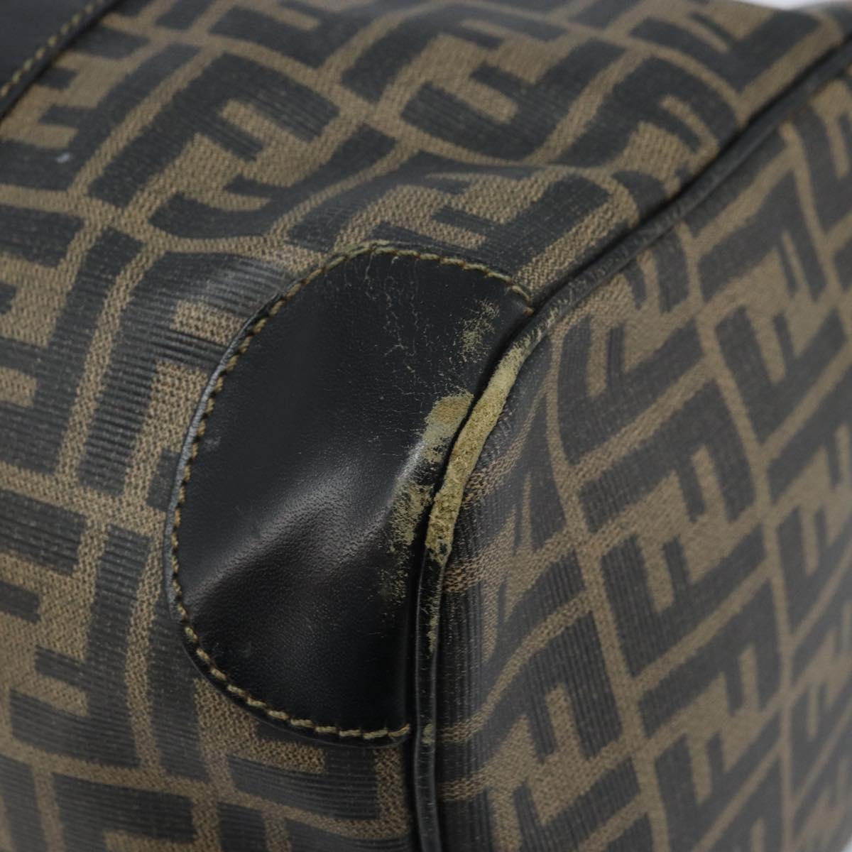 FENDI Zucca Canvas Boston Bag PVC Black Brown Auth BSZ549