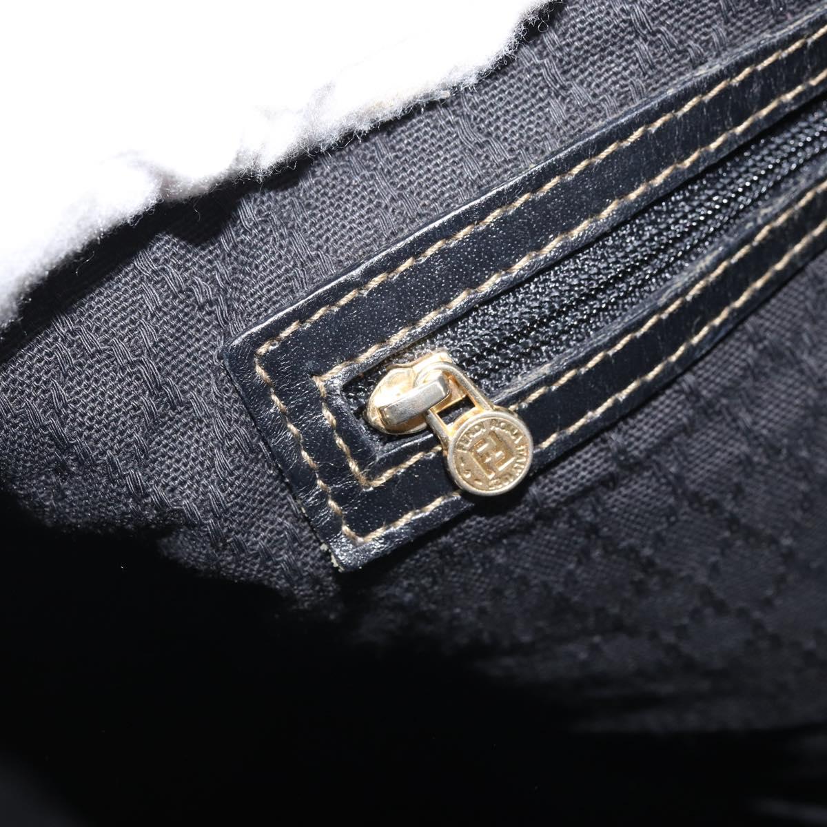 FENDI Zucca Canvas Boston Bag PVC Black Brown Auth BSZ549