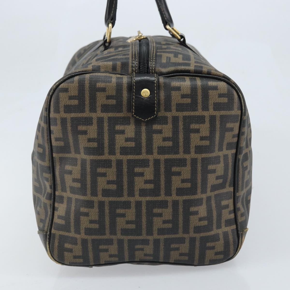 FENDI Zucca Canvas Boston Bag PVC Black Brown Auth BSZ549