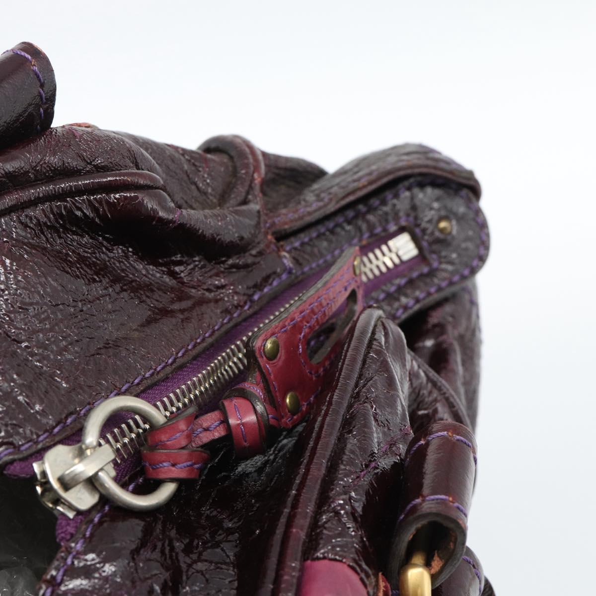 Chloe Paddington Hand Bag Leather Bordeaux Gold Silver Auth BSZ550