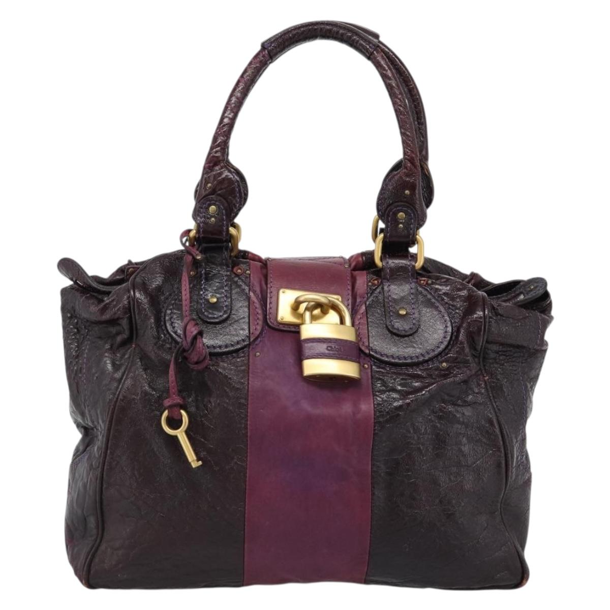 Chloe Paddington Hand Bag Leather Bordeaux Gold Silver Auth BSZ550