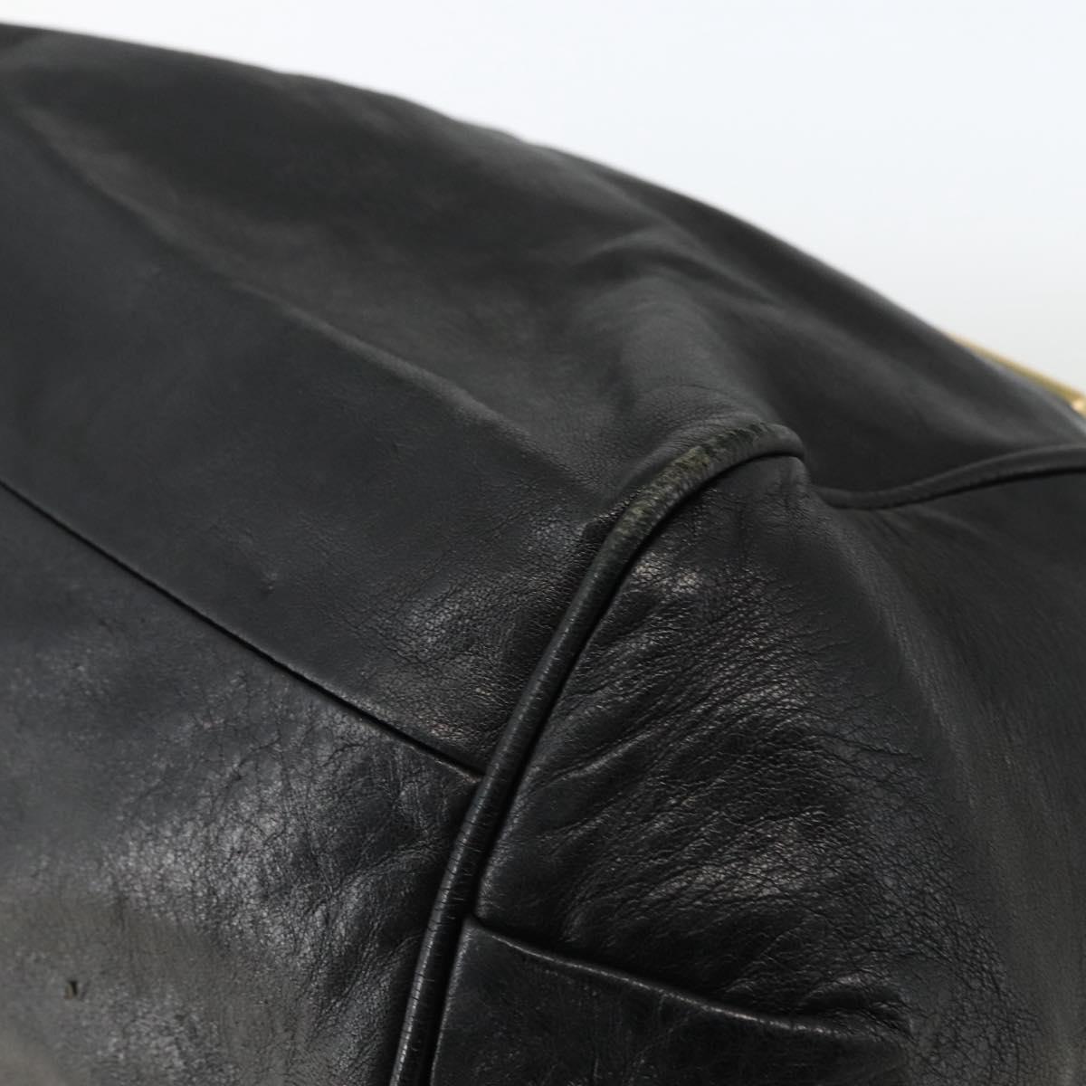 Chloe Etel Hand Bag Leather Black Gold Auth BSZ555