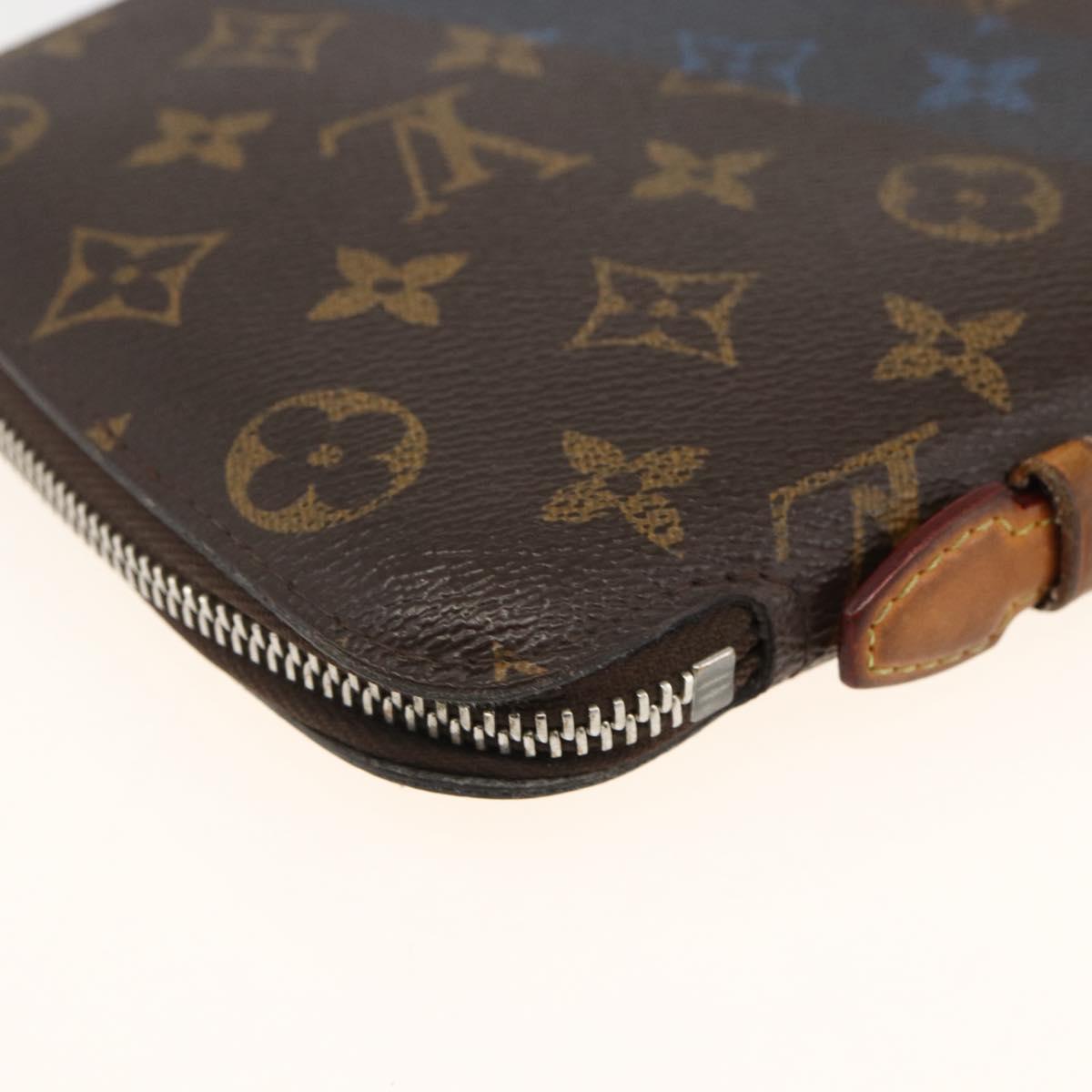 LOUIS VUITTON Monogram V line Atoll Travel Case Blue M61172 LV Auth BSZ564