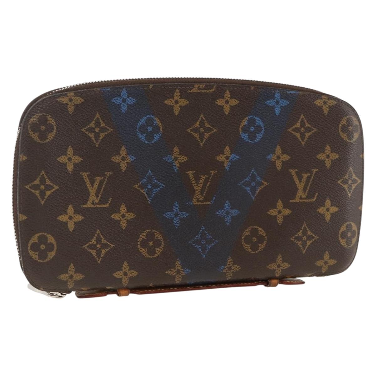 LOUIS VUITTON Monogram V line Atoll Travel Case Blue M61172 LV Auth BSZ564