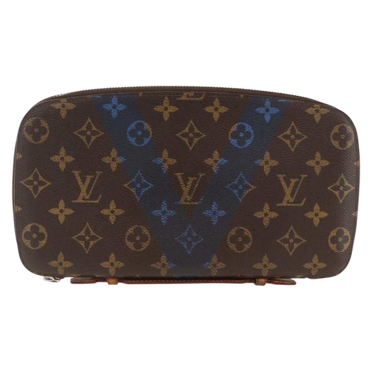LOUIS VUITTON Monogram V line Atoll Travel Case Blue M61172 LV Auth BSZ564