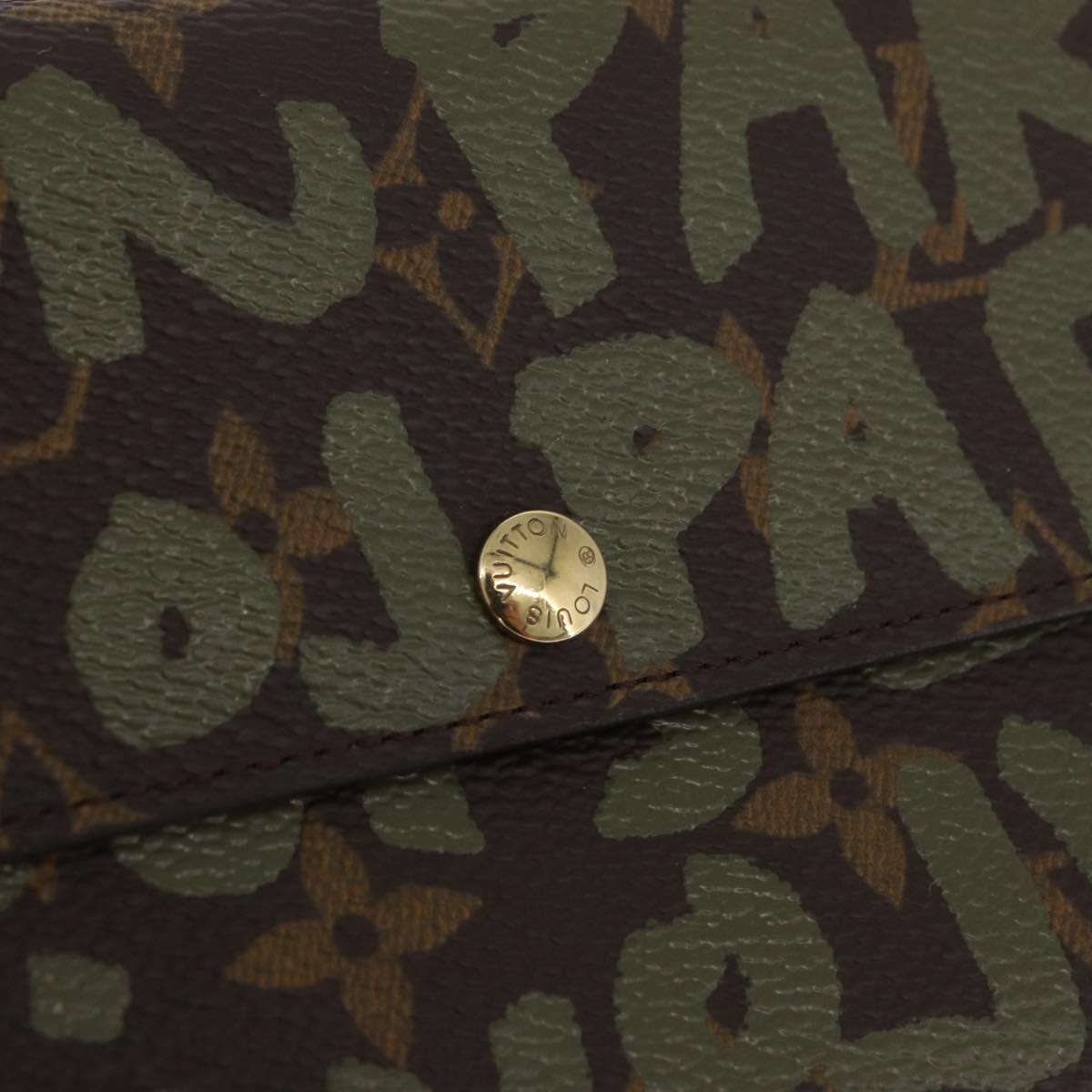 LOUIS VUITTON Graffiti Porte Monnaie Credit Wallet Khaki M92188 Auth BSZ567V