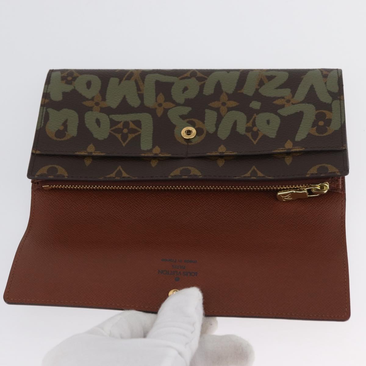 LOUIS VUITTON Graffiti Porte Monnaie Credit Wallet Khaki M92188 Auth BSZ567V
