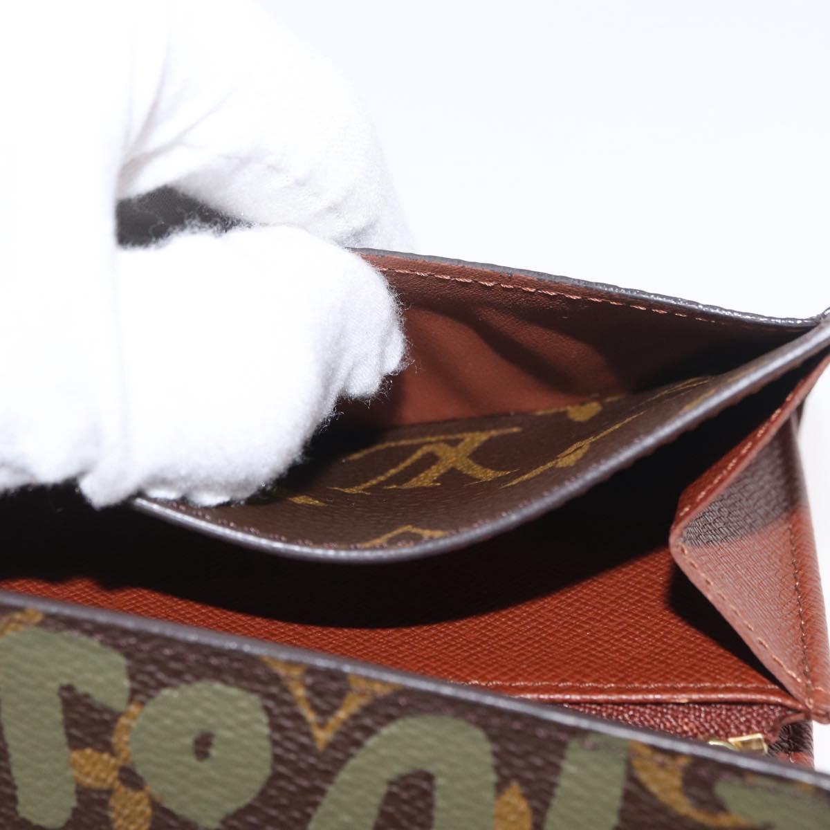 LOUIS VUITTON Graffiti Porte Monnaie Credit Wallet Khaki M92188 Auth BSZ567V