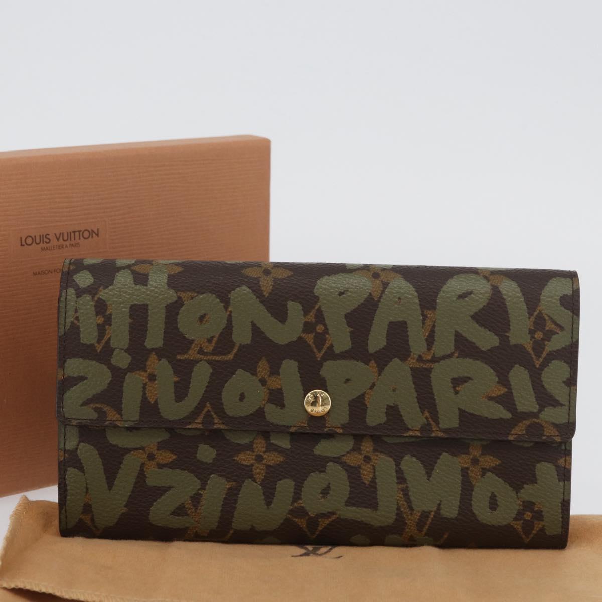 LOUIS VUITTON Graffiti Porte Monnaie Credit Wallet Khaki M92188 Auth BSZ567V