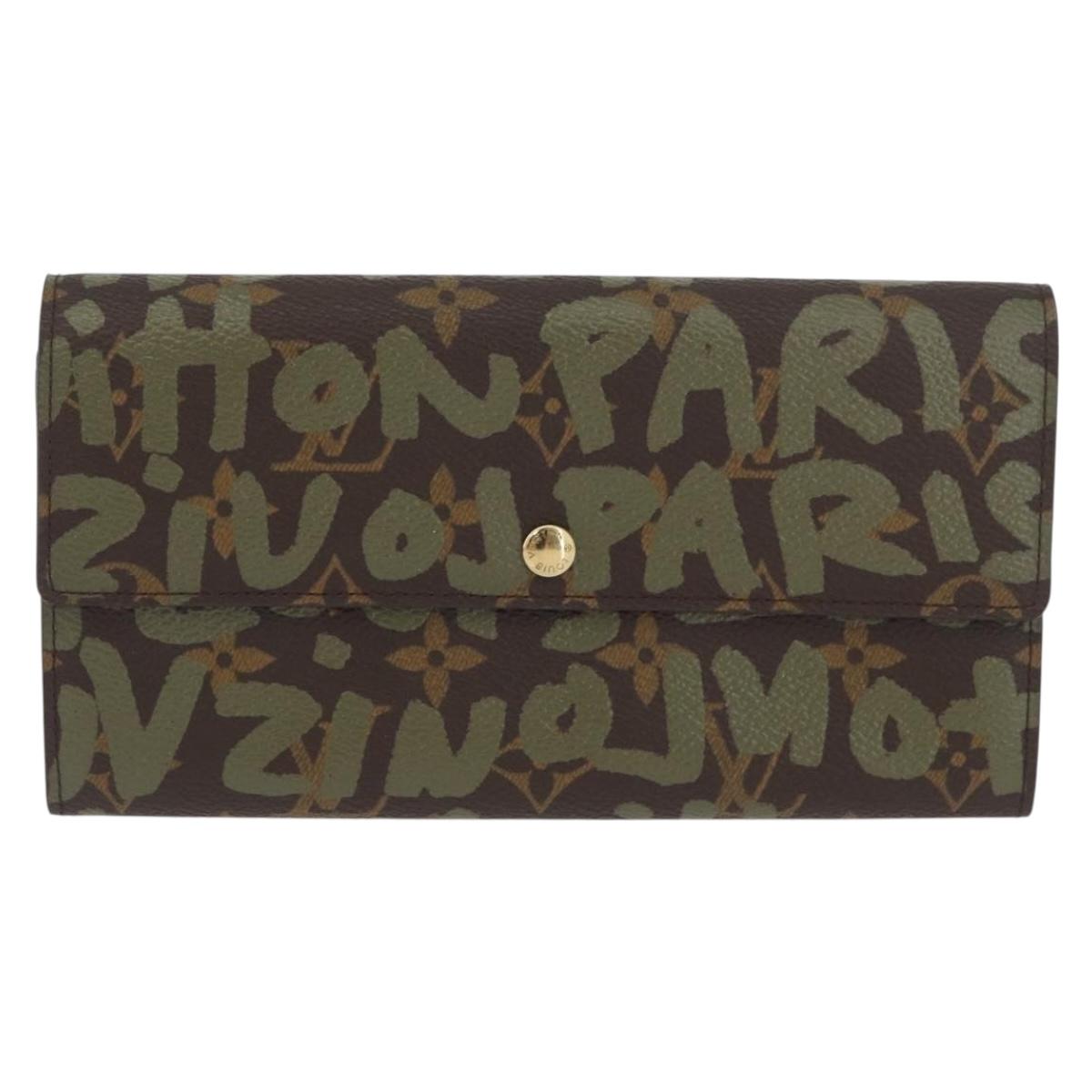 LOUIS VUITTON Graffiti Porte Monnaie Credit Wallet Khaki M92188 Auth BSZ567V