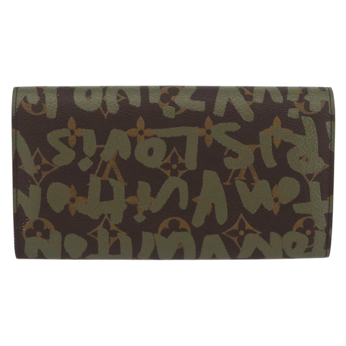 LOUIS VUITTON Graffiti Porte Monnaie Credit Wallet Khaki M92188 Auth BSZ567V