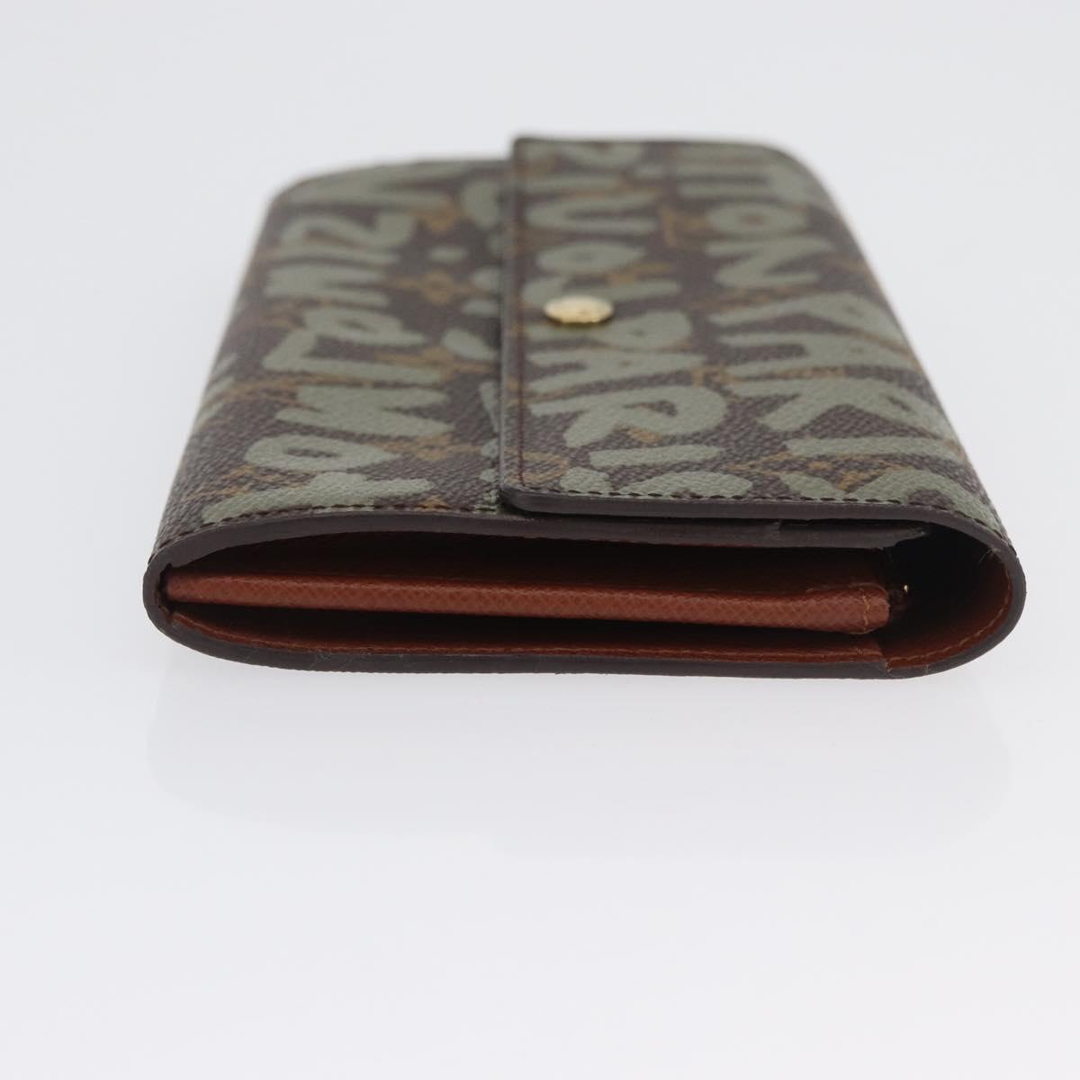 LOUIS VUITTON Graffiti Porte Monnaie Credit Wallet Khaki M92188 Auth BSZ567V