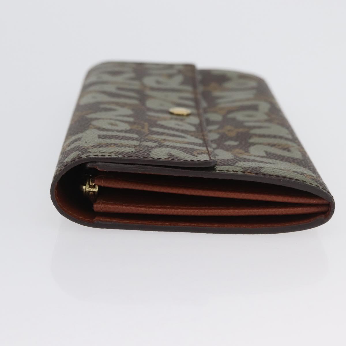 LOUIS VUITTON Graffiti Porte Monnaie Credit Wallet Khaki M92188 Auth BSZ567V