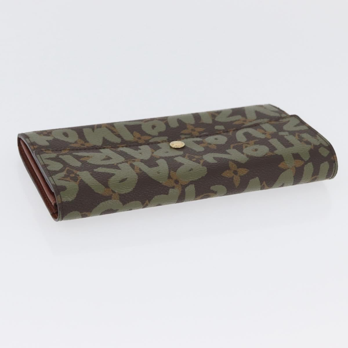 LOUIS VUITTON Graffiti Porte Monnaie Credit Wallet Khaki M92188 Auth BSZ567V