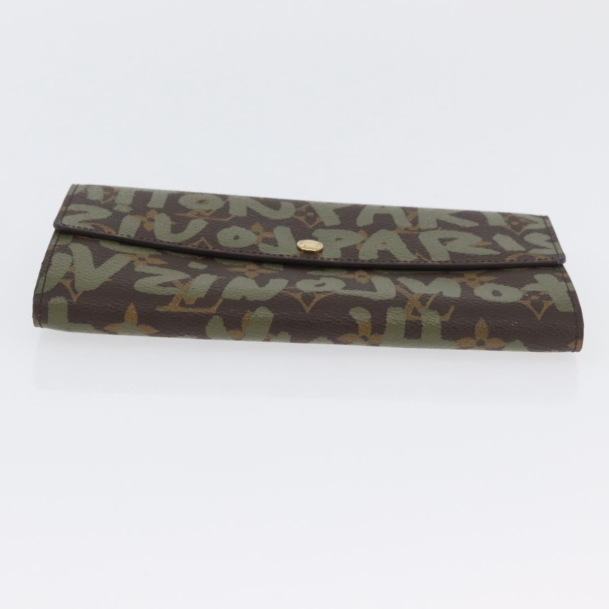 LOUIS VUITTON Graffiti Porte Monnaie Credit Wallet Khaki M92188 Auth BSZ567V