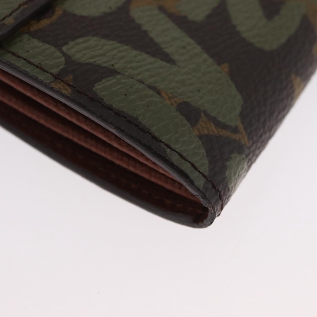LOUIS VUITTON Graffiti Porte Monnaie Credit Wallet Khaki M92188 Auth BSZ567V
