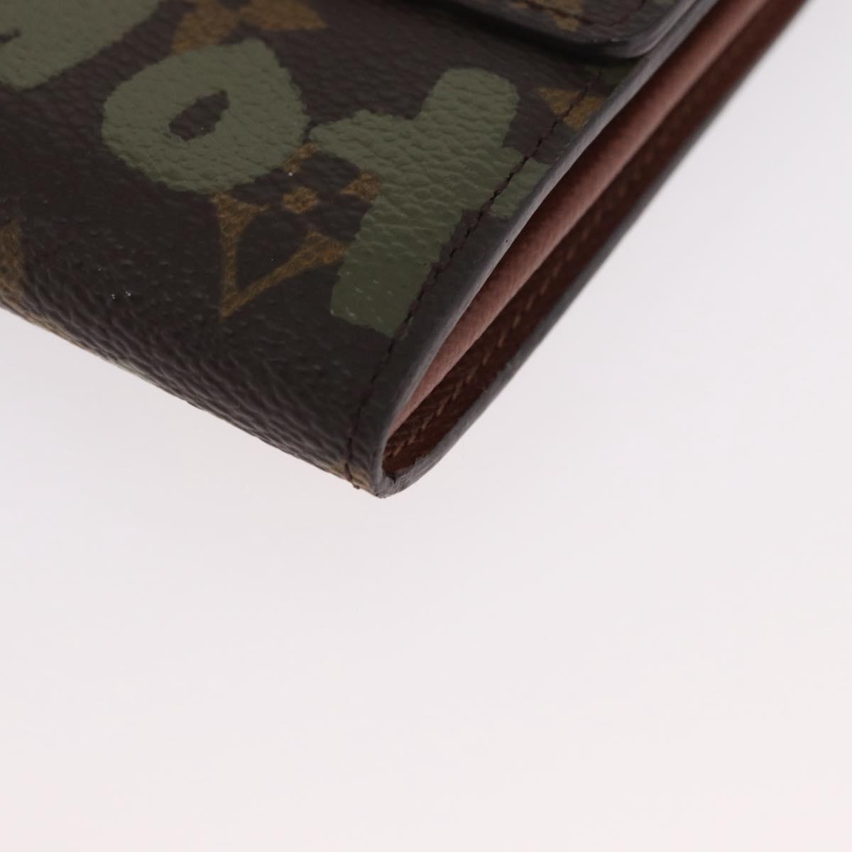 LOUIS VUITTON Graffiti Porte Monnaie Credit Wallet Khaki M92188 Auth BSZ567V