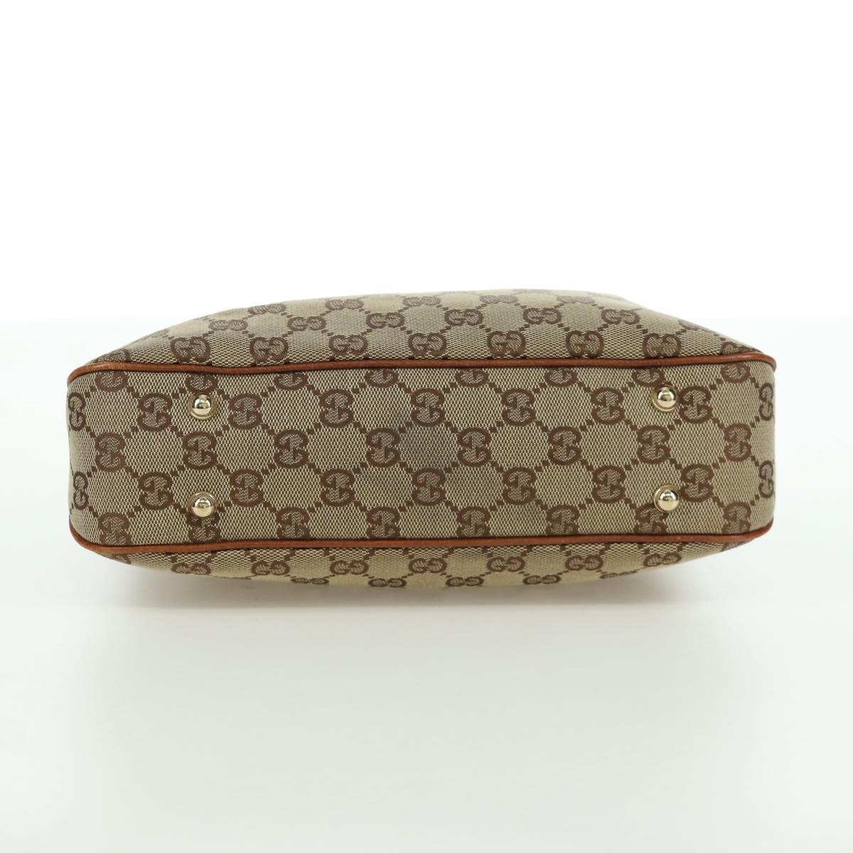 GUCCI GG Canvas Bamboo Hand Bag Beige Gold 137378 Auth BSZ605A