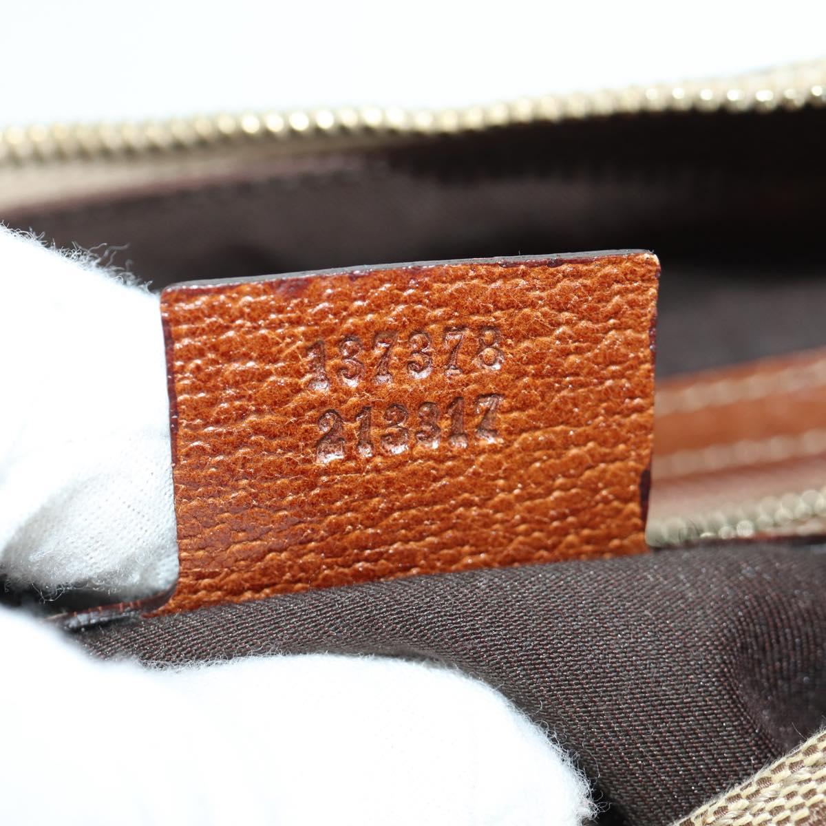 GUCCI GG Canvas Bamboo Hand Bag Beige Gold 137378 Auth BSZ605A