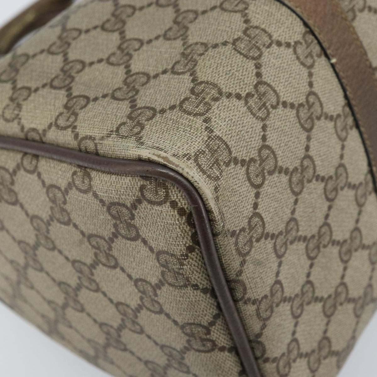 GUCCI GG Supreme Web Sherry Line Boston Bag PVC Beige Gold 58 02 007 Auth BSZ614
