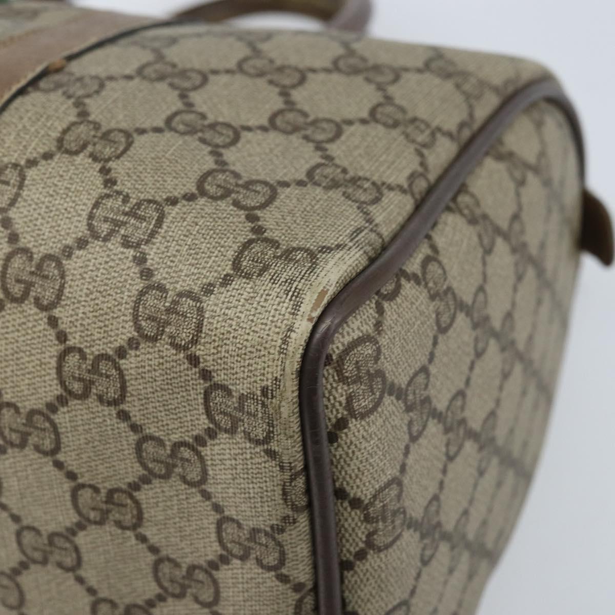 GUCCI GG Supreme Web Sherry Line Boston Bag PVC Beige Gold 58 02 007 Auth BSZ614