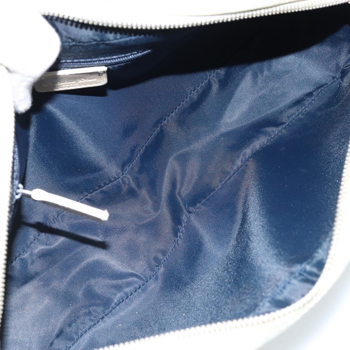 Christian Dior Trotter Canvas Shoulder Bag PVC Light Blue Silver Auth BSZ617