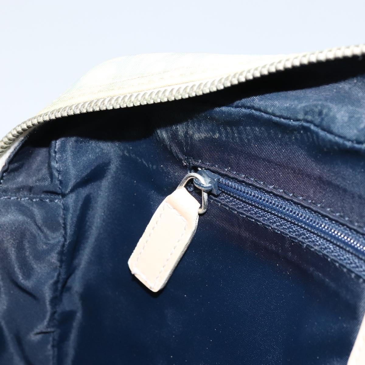 Christian Dior Trotter Canvas Shoulder Bag PVC Light Blue Silver Auth BSZ617