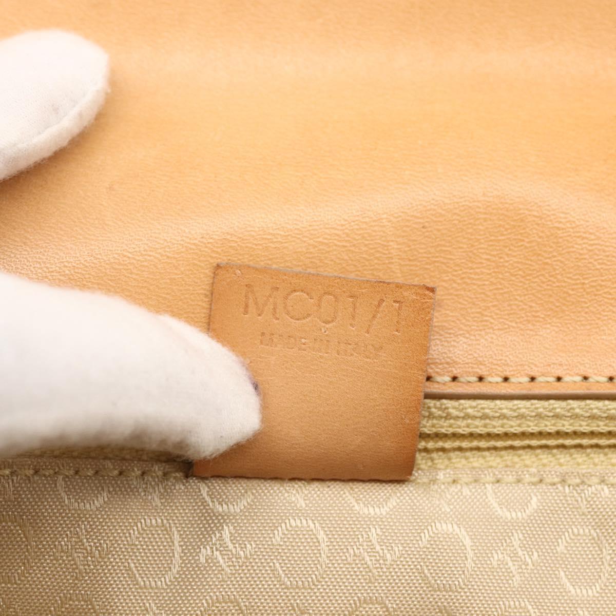 CELINE C Macadam Canvas Hand Bag Leather Beige Gold Auth BSZ627A