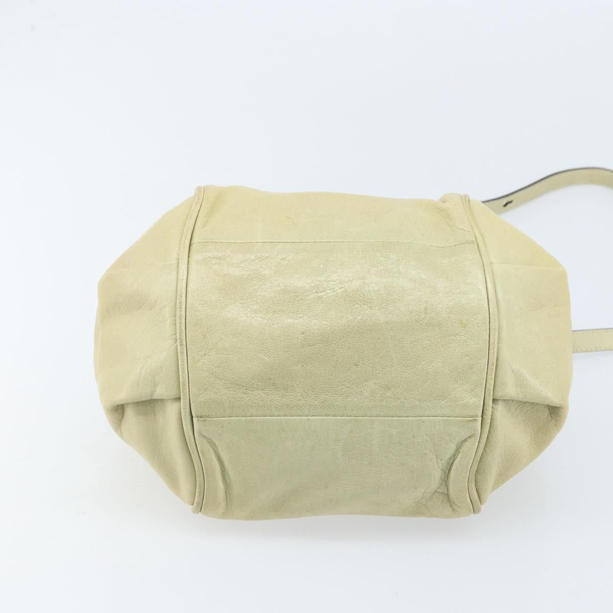 Chloe Etel Hand Bag Leather 2way Beige Gold Auth BSZ628A