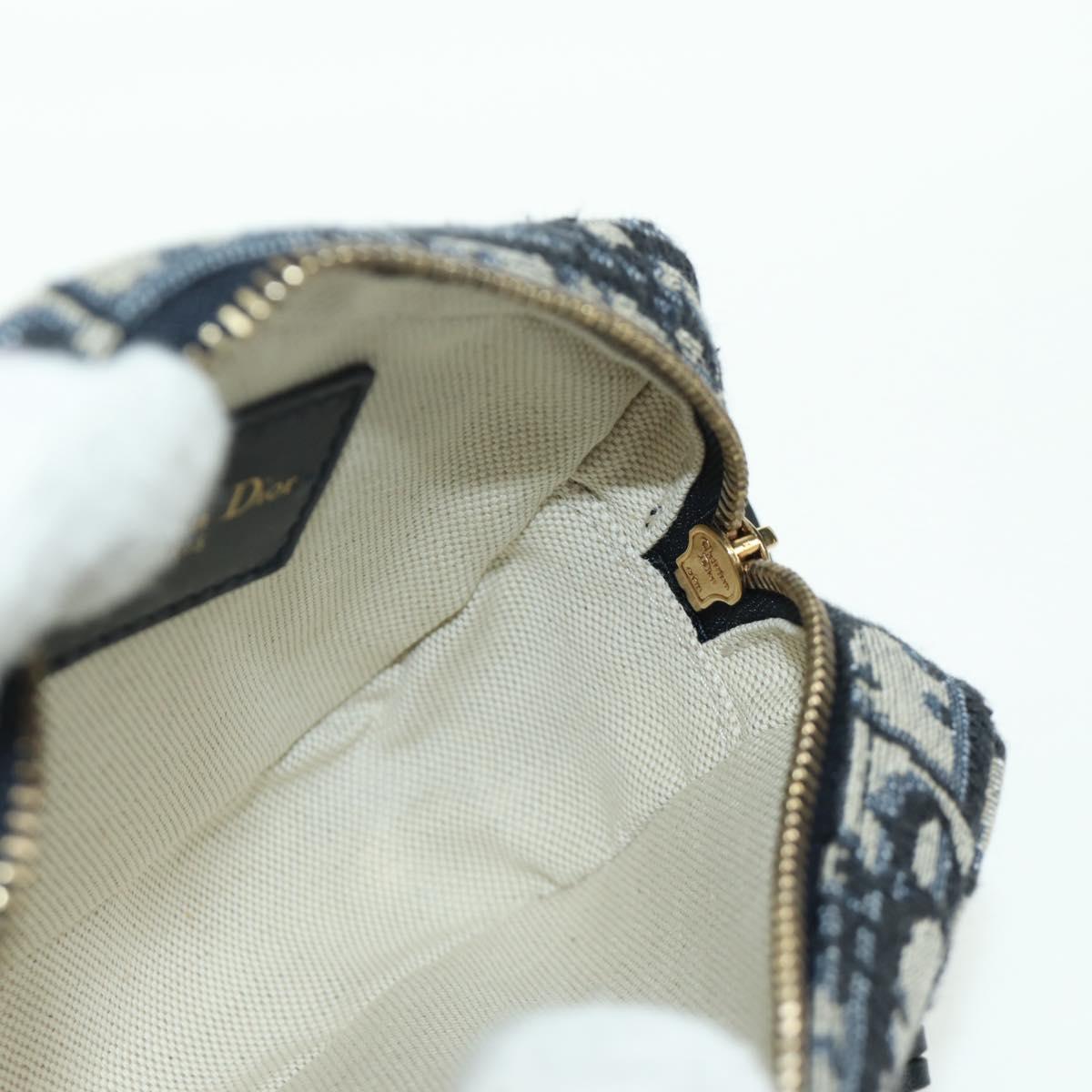 Christian Dior Trotter Canvas Waist Bag Navy Gold Auth BSZ700M