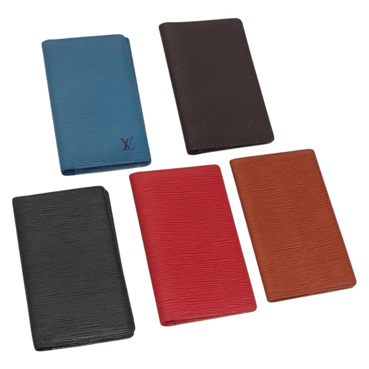 LOUIS VUITTON Epi Taiga Agenda Day Planner Cover 5Set Red Blue Brown Auth CB059