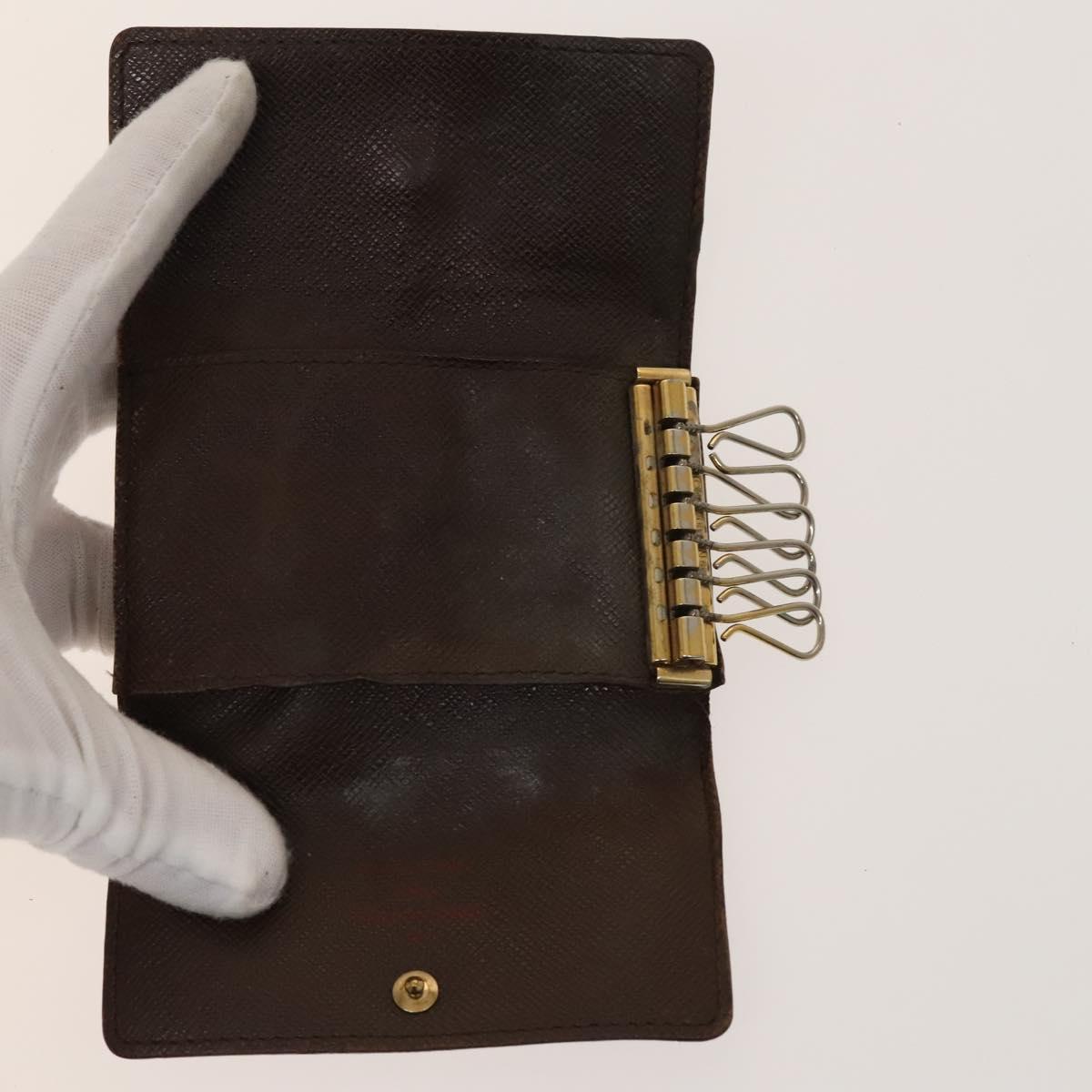 LOUIS VUITTON Damier Azur Ebene Graphite Key Case 9Set LV Auth CB078