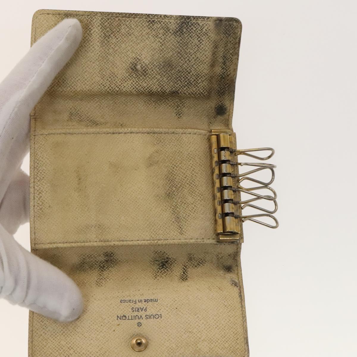 LOUIS VUITTON Damier Azur Ebene Graphite Key Case 9Set LV Auth CB078