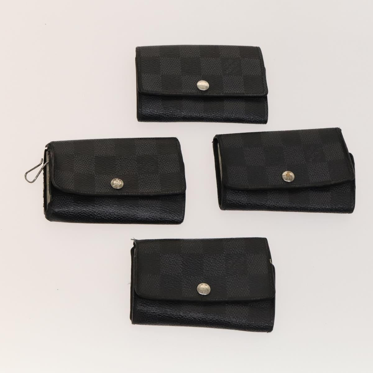 LOUIS VUITTON Damier Azur Ebene Graphite Key Case 9Set LV Auth CB078