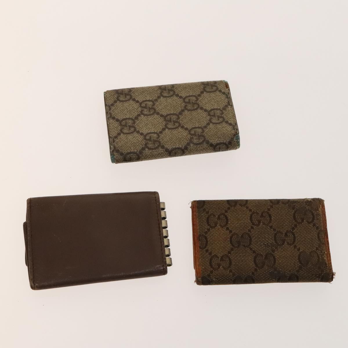 GUCCI GG Canvas Key Case 10set Beige Black Auth CB085