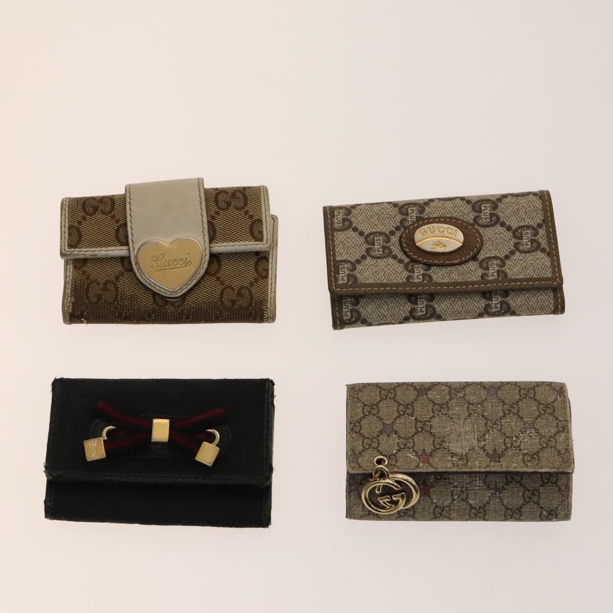 GUCCI GG Canvas Key Case 10set Beige Black Auth CB085