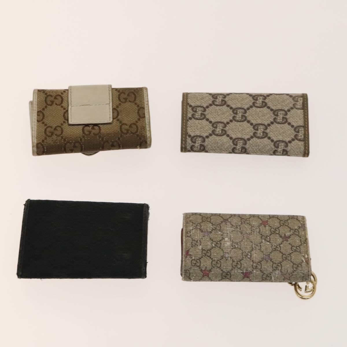 GUCCI GG Canvas Key Case 10set Beige Black Auth CB085