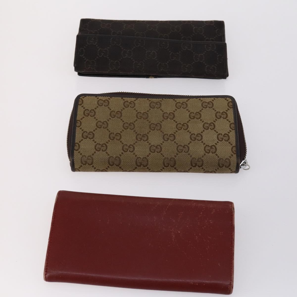 GUCCI GG Canvas Micro GG Guccissima Wallet Leather Canvas 10set Red Auth CB108