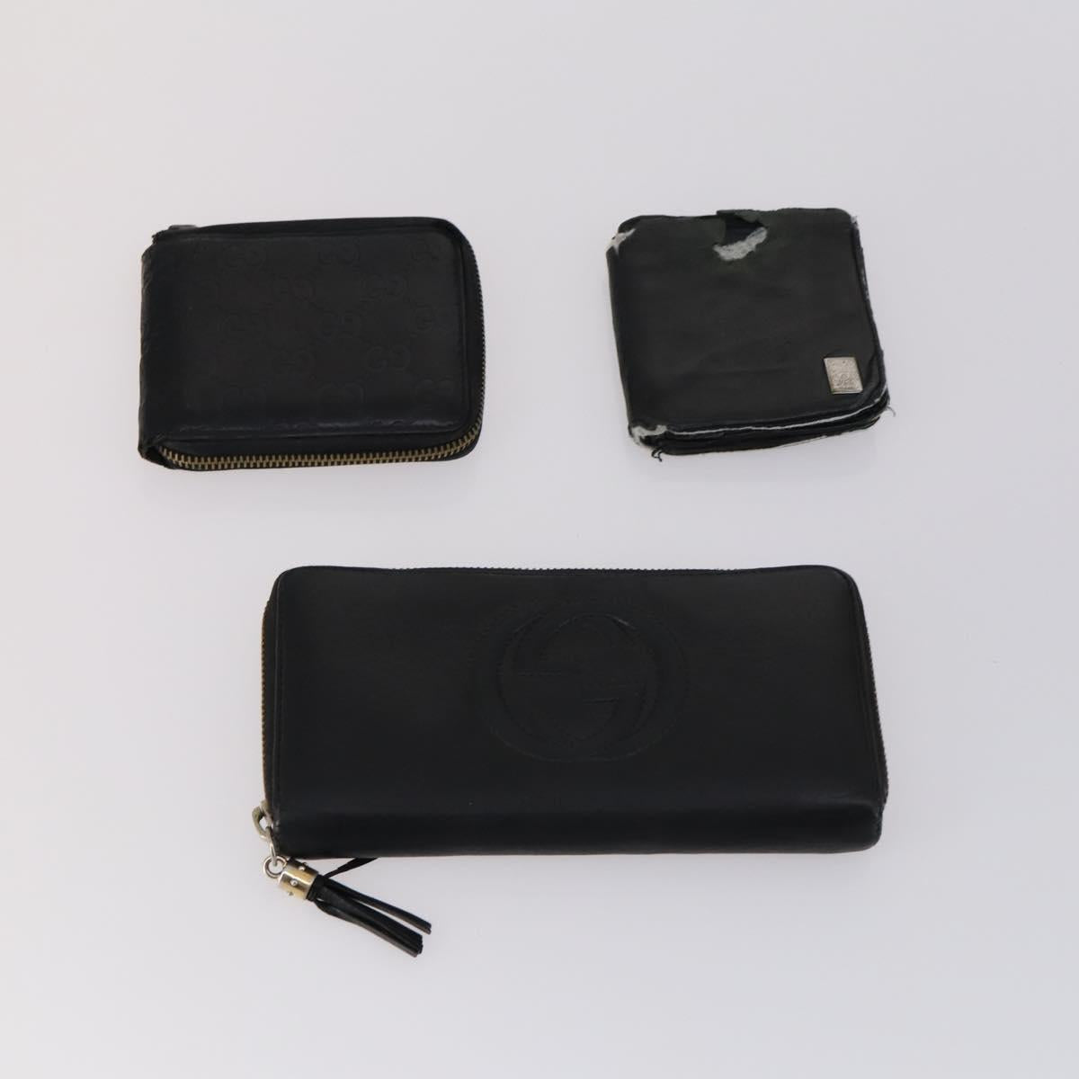 GUCCI GG Canvas Micro GG Guccissima Wallet Leather PVC 10set Black Auth CB109