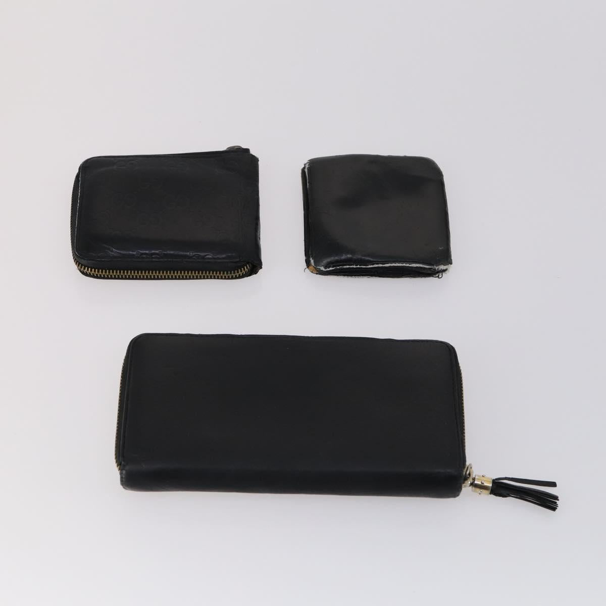 GUCCI GG Canvas Micro GG Guccissima Wallet Leather PVC 10set Black Auth CB109