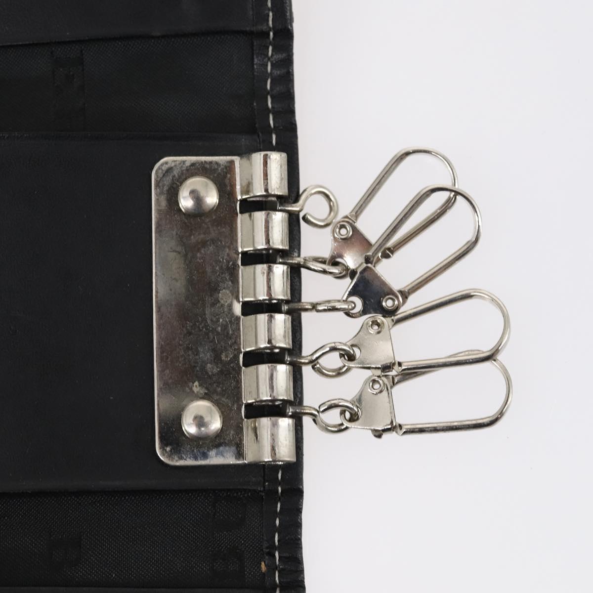 BURBERRY Nova Check Black Label Key Case Leather PVC 10set Beige Auth CB112