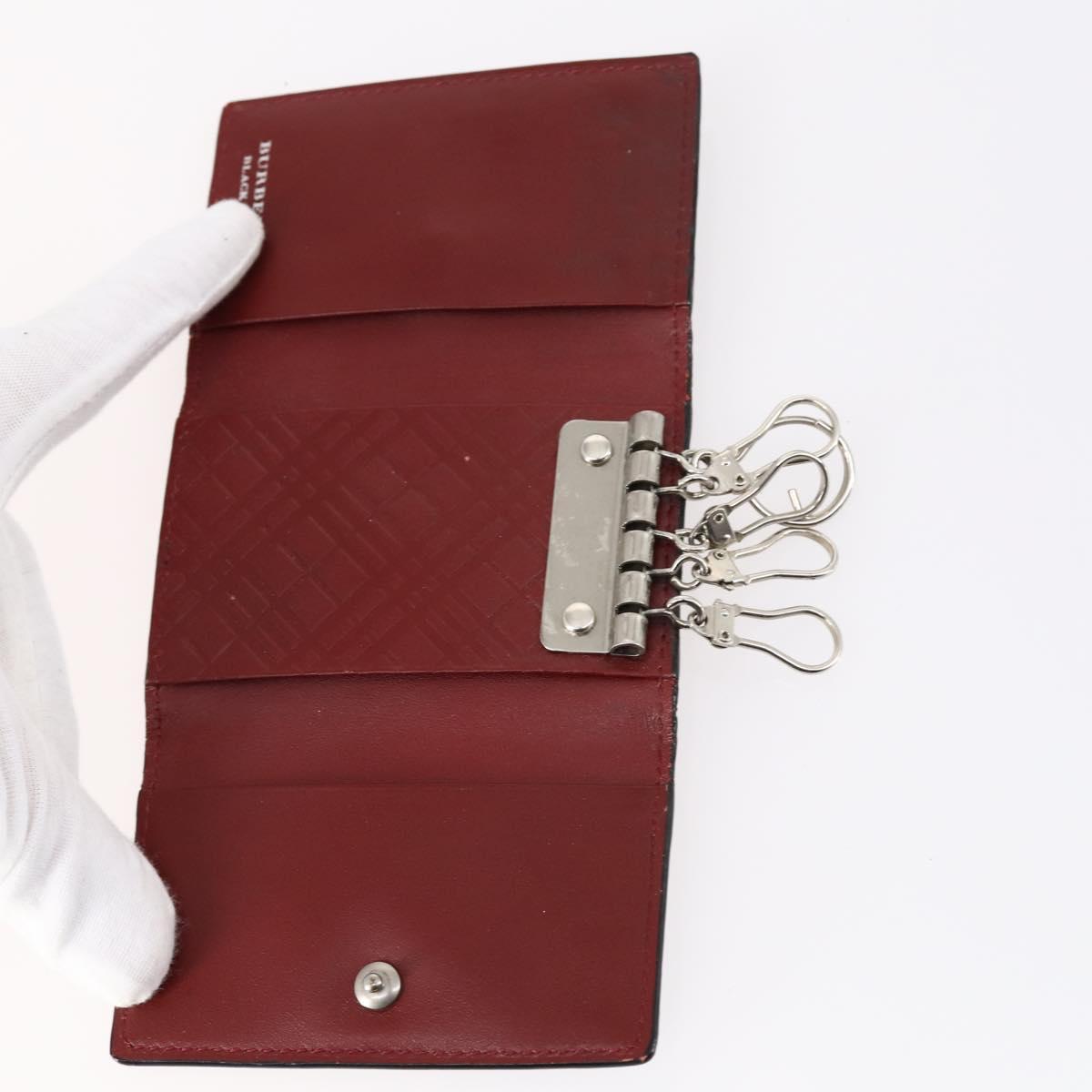 BURBERRY Nova Check Black Label Key Case Leather PVC 10set Beige Auth CB112