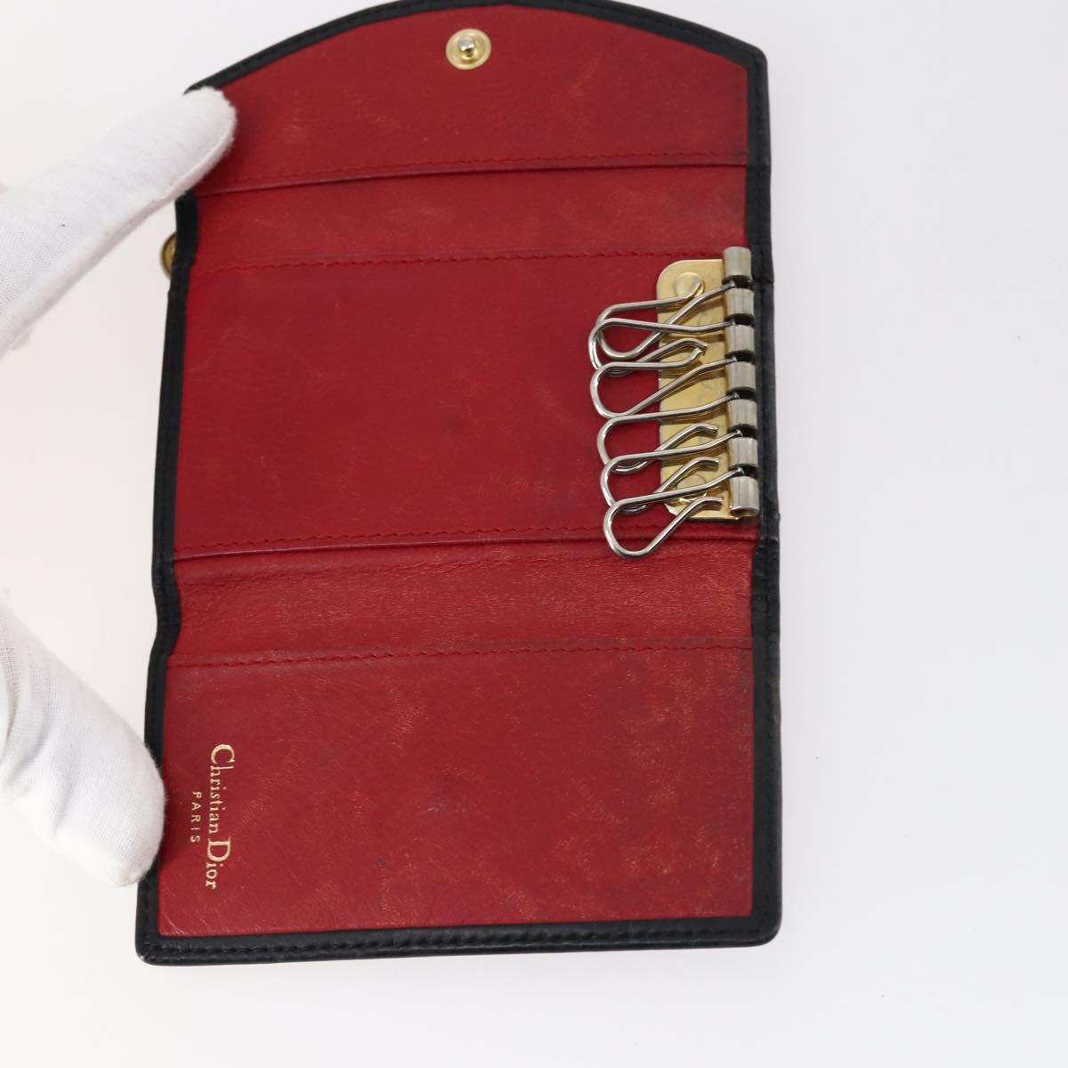 Christian Dior Trotter Canvas Key Case Leather Canvas PVC 10set Beige Auth CB116