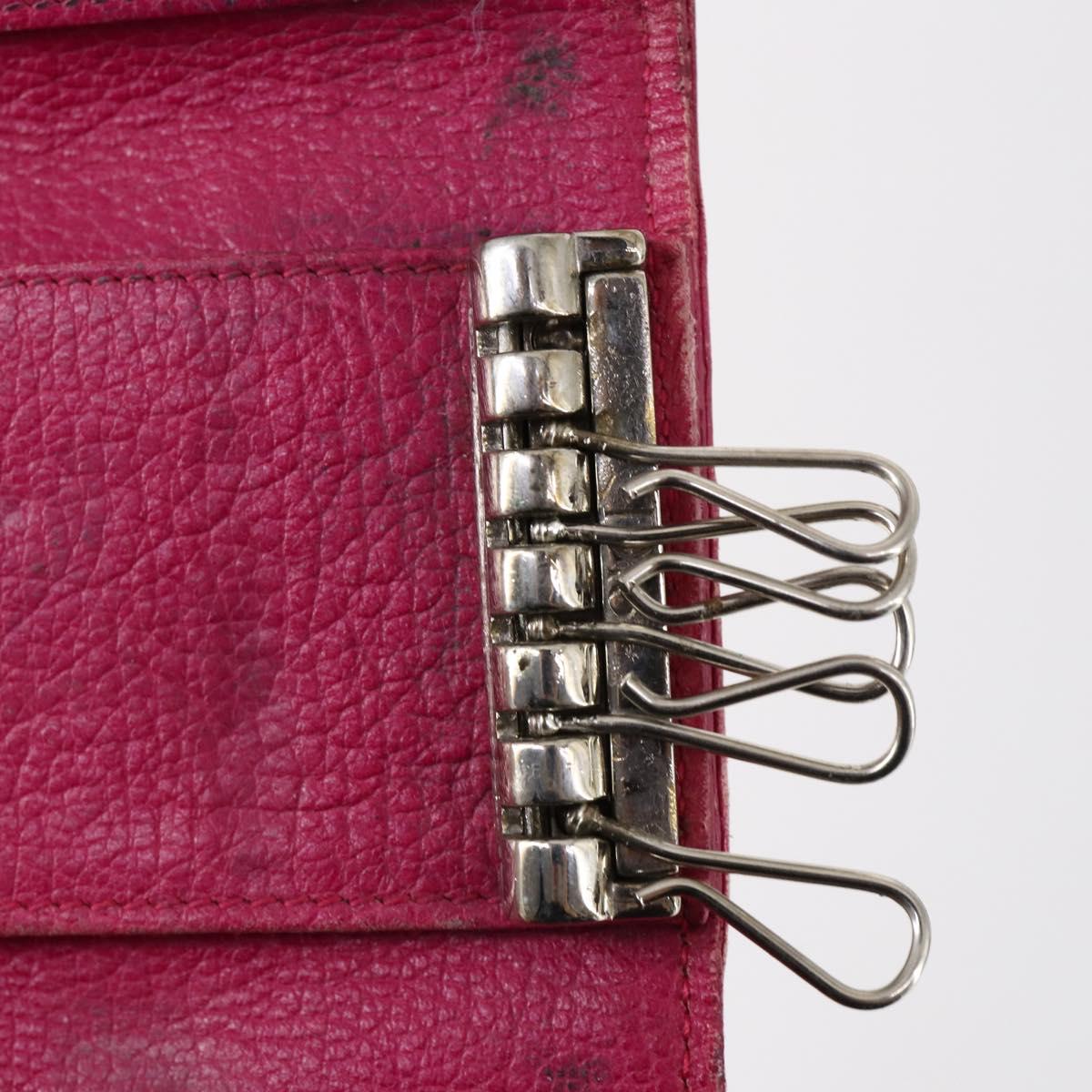 Christian Dior Trotter Canvas Key Case Leather Canvas PVC 10set Beige Auth CB116