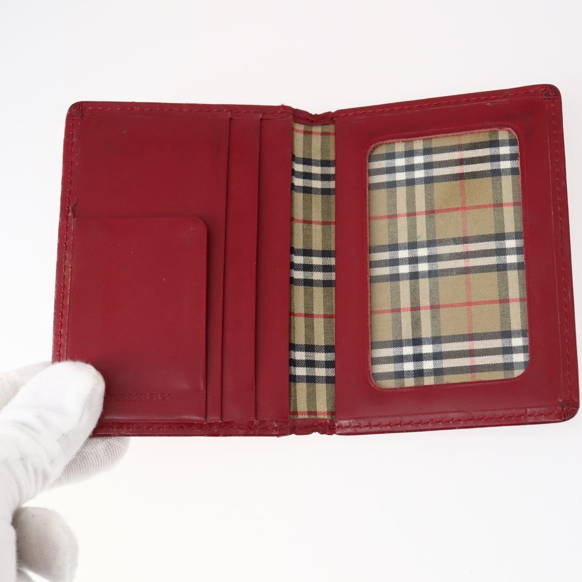 BURBERRY Card Case Canvas Leather 10set Beige Black Red Auth CB119