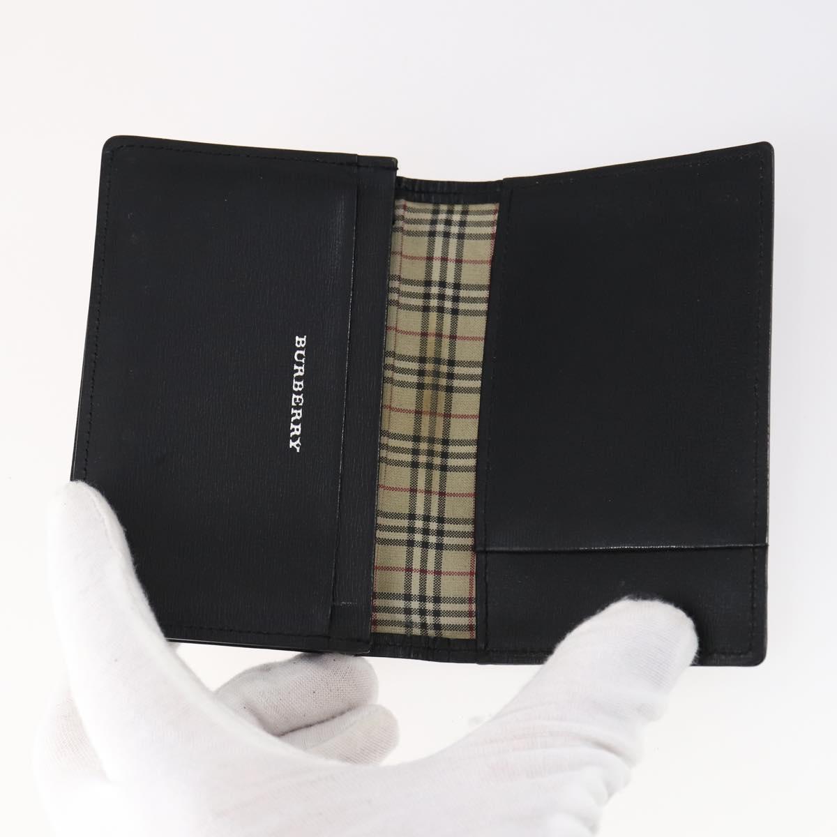 BURBERRY Card Case Canvas Leather 10set Beige Black Red Auth CB119